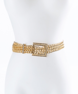 Rhinestone point Chain Belt BT320079 GOLD CL